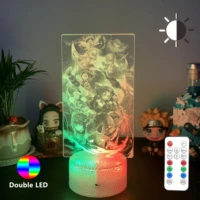 two tone demon slayer tanjirou kisatsutai 3d led anime night lights with remote control for bedroom atmosphere