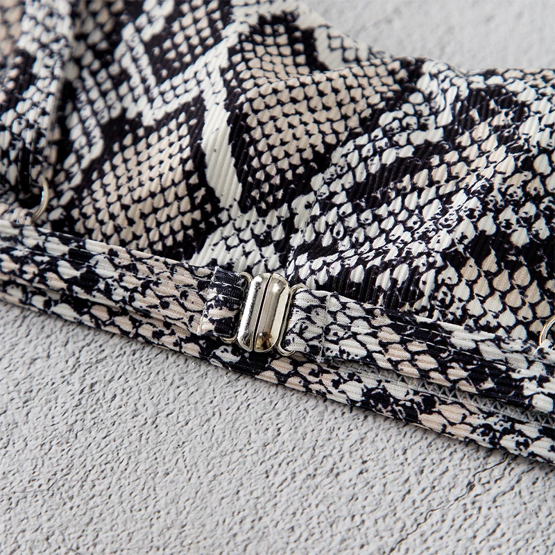 

Fors Sport swimsuit female Bandeau sexy bikini set Snake print swimwear women High cut summer bathers beach bathing suit 2020