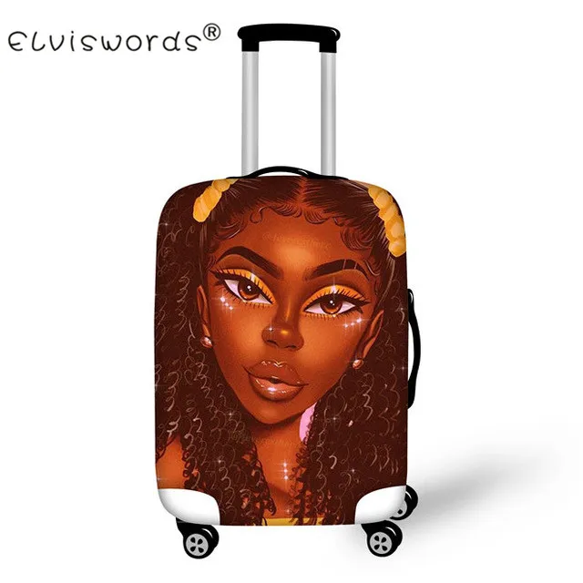 ELVISWORDS Black Girl Magic Afro Lady дорожный защитный чехол на чемодан для 18-30 дюймов аксессуары для путешествий Чехол - Цвет: YQ3726