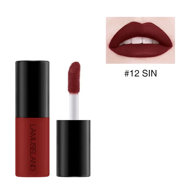 012 Профессиональный макияж, Матовая жидкая губная помада, водостойкая, телесный бархат, блеск для губ, тинт для губ, стойкая черная помада, корейская косметика - Цвет: 012