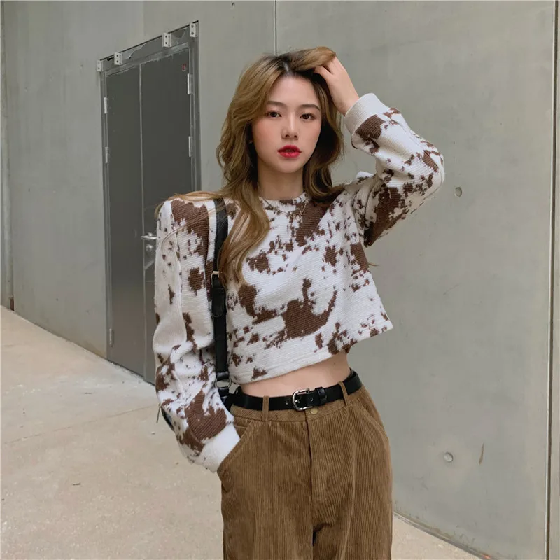 

Tshirts for Women Clothing Loose Crop Top Korean Clothes Ladies Tees Spring Autumn Print Fashion Brand Fall 2021 New Female