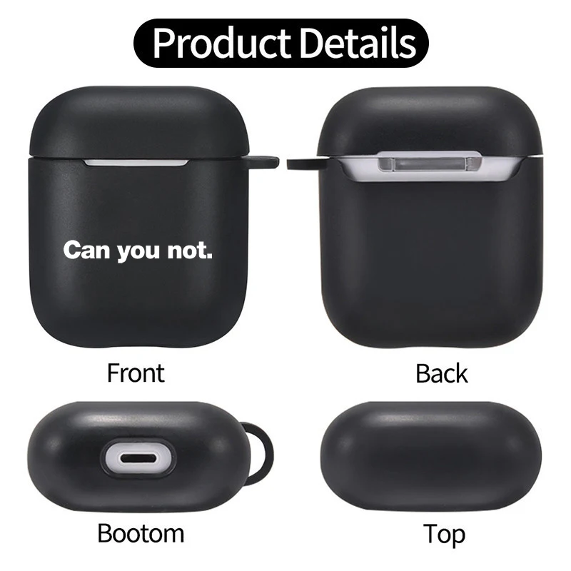 

Funny Words Black Silicone Case for Apple Airpods 1 2 Cases Simple Text Letter Protective Soft Airpods Earphone Cover Case