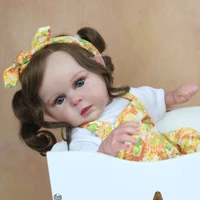 50 cm 3d skin tone visible veins soft silicone reborn baby doll toy for gir cloth body long hair princess dress up boneca