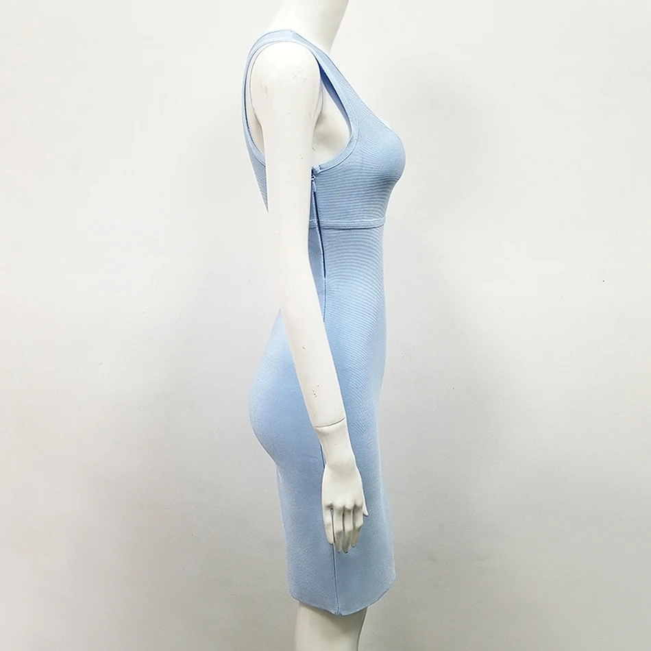 2019 летнее Новое Женское легкое Бандажное платье голубого цвета сексуальное