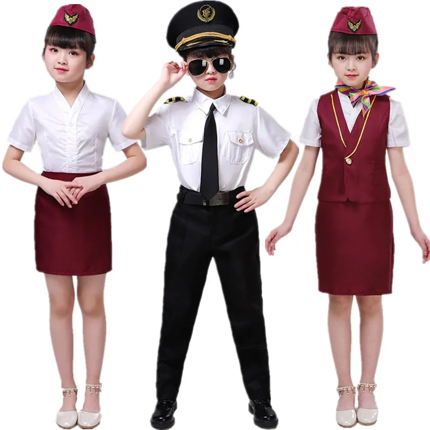 Капитан ролевые игры стюардесса пилот костюм мальчик девочка Косплей Детский
