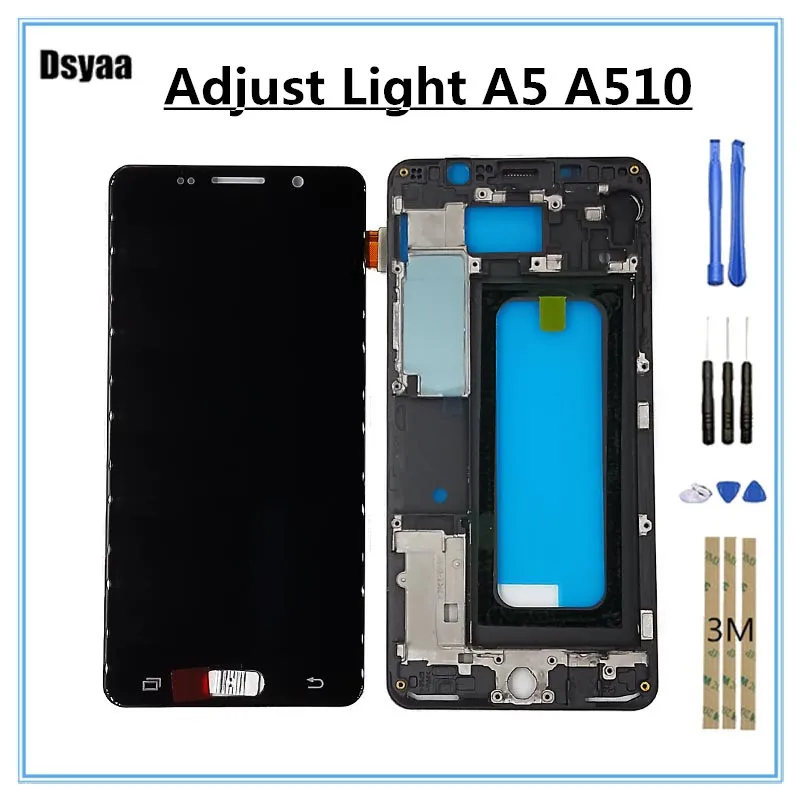5 2 дюймов может регулировать яркость для SAMSUNG Galaxy A5 2016 A510 A510F A510M ЖК дисплей с