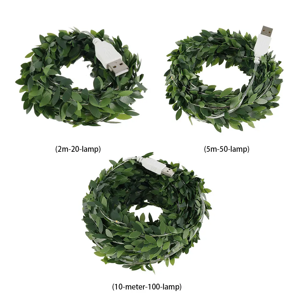 2 м/5 м/10 м теплый белый крошечные листья гирлянда Сказочный светильник LED медный