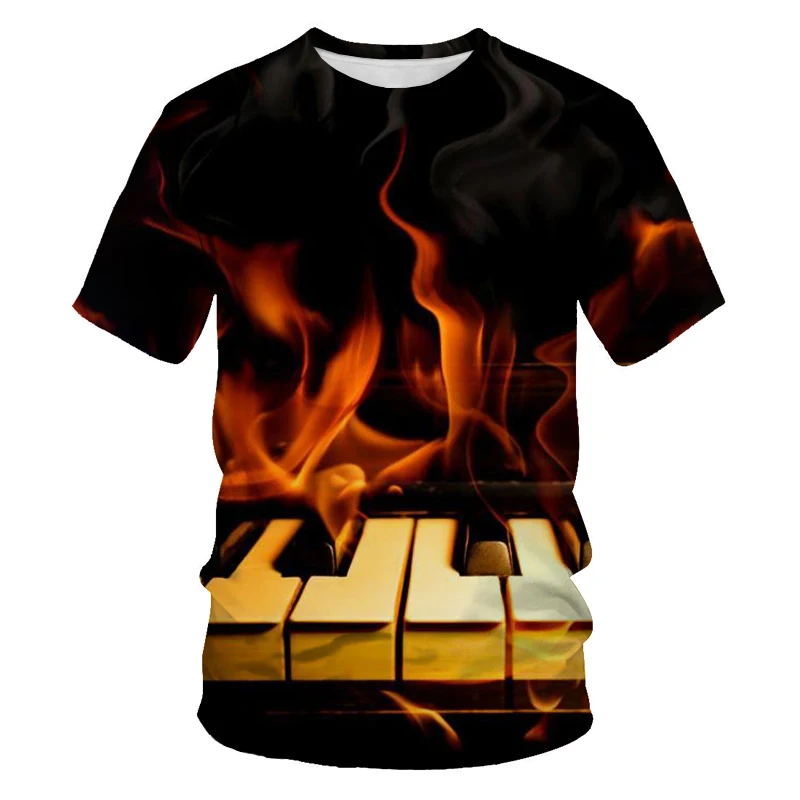 

2021 summer new men's 3DT shirt, beautiful and beautiful music digital printing, men's large size cool fashion O-neck T-shirt