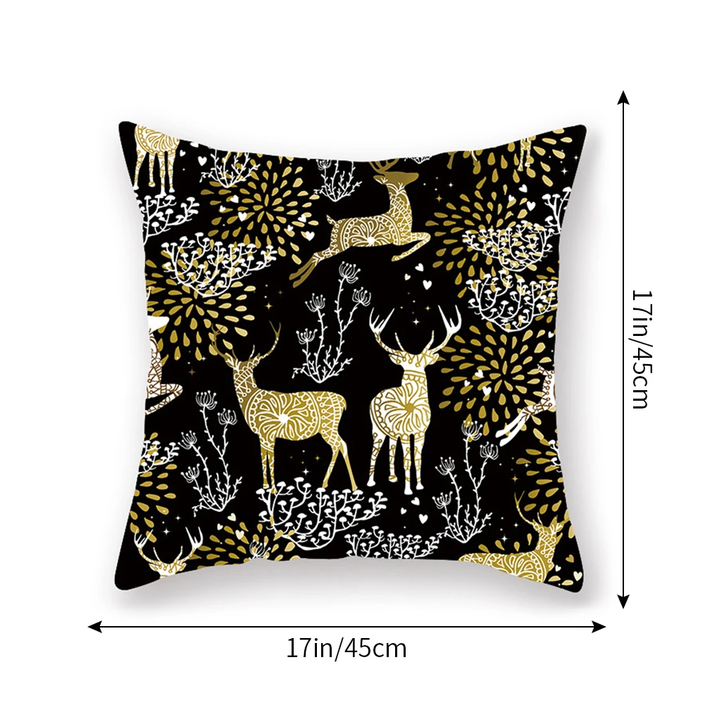 Черная Золотая льняная наволочка из фольги с цветами в виде листьев и