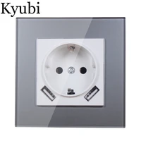2019 new design usb wall socket silver color acrylic patch frame free shipping double usb port 5v 2a usb kd 04