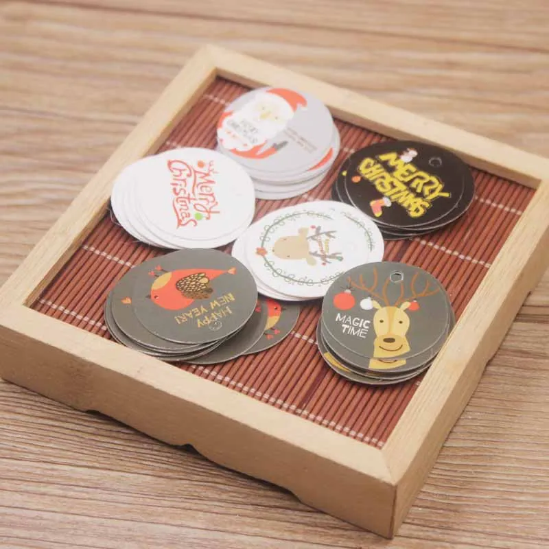 200 шт мульти милые белые/черные бумажные бирки для подарков веселые