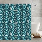 Бирюзовая длинная душевая занавеска с цветочным принтом Далии, водонепроницаемая душевая занавеска для ванной с крючками, художественный декор, кровать для ванной и за ее пределами