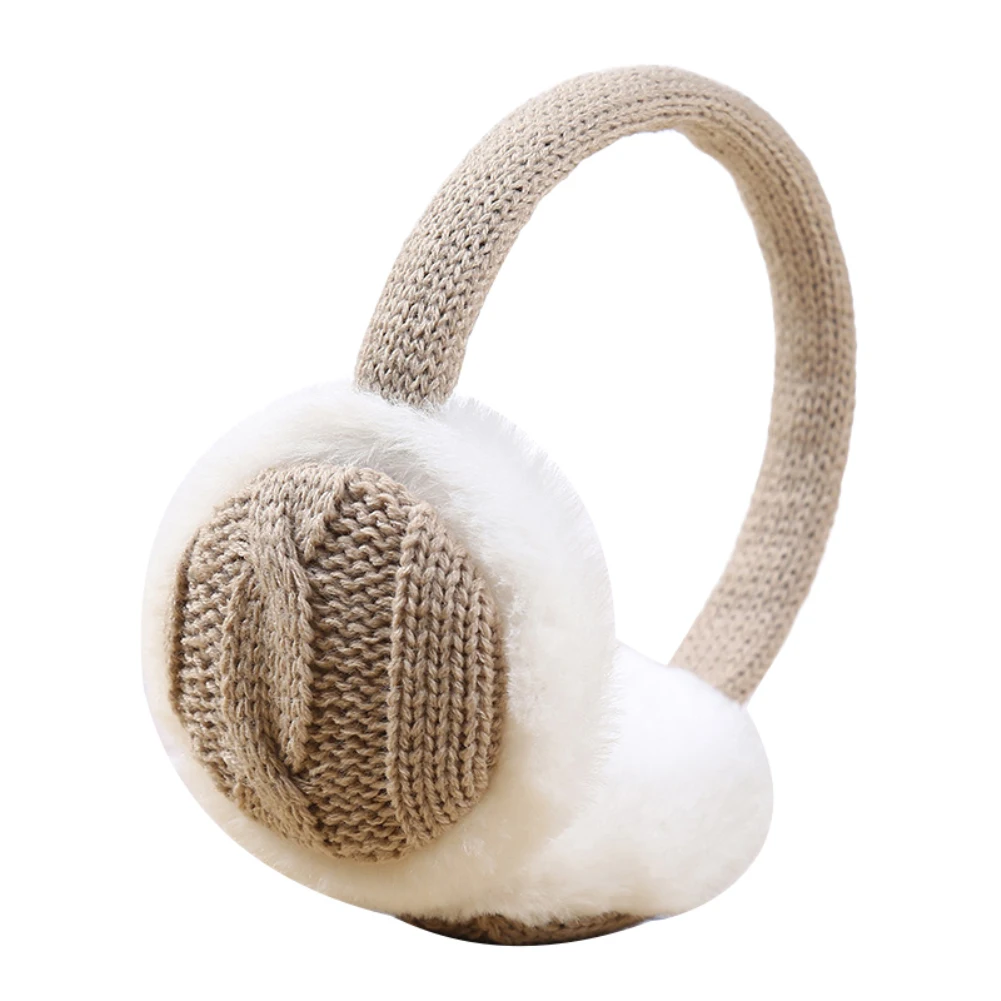 Модные наушники женские зимние теплые плюшевые вязаные аксессуары подарок для