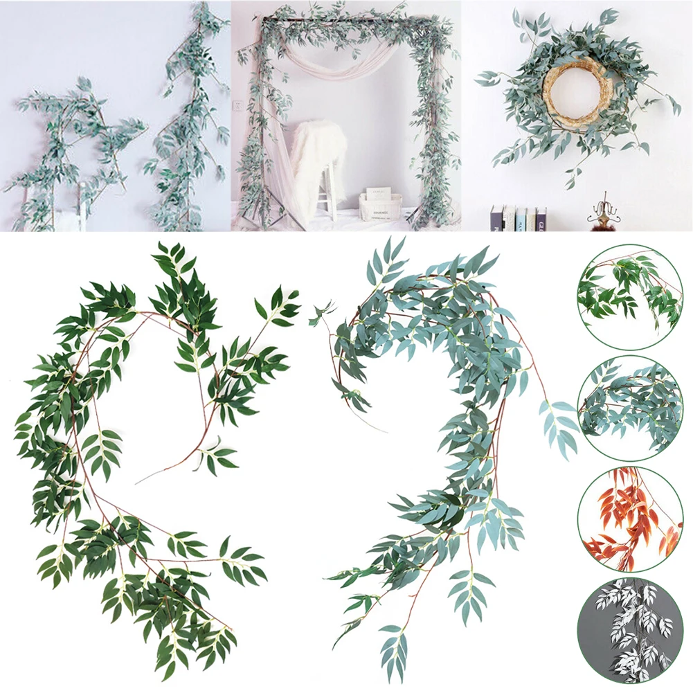 Willows Artificial Plant Leaf 1.7m DIY Wedding Road Ceiling Flower Vine Fake Willow Rattan Home Garden Christmas Decor Wisteria | Дом и сад