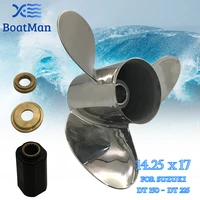 outboard propeller 14 25x17 for suzuki engine 150 225 hp stainless steel 15 tooth splines outlet boat parts ss14 1400 017
