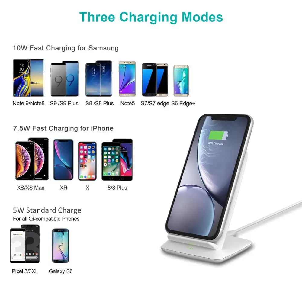 CHOETECH 10 Вт 2 катушки Беспроводное зарядное устройство для iPhone 11 Pro X XS 8 XR Qi быстрая