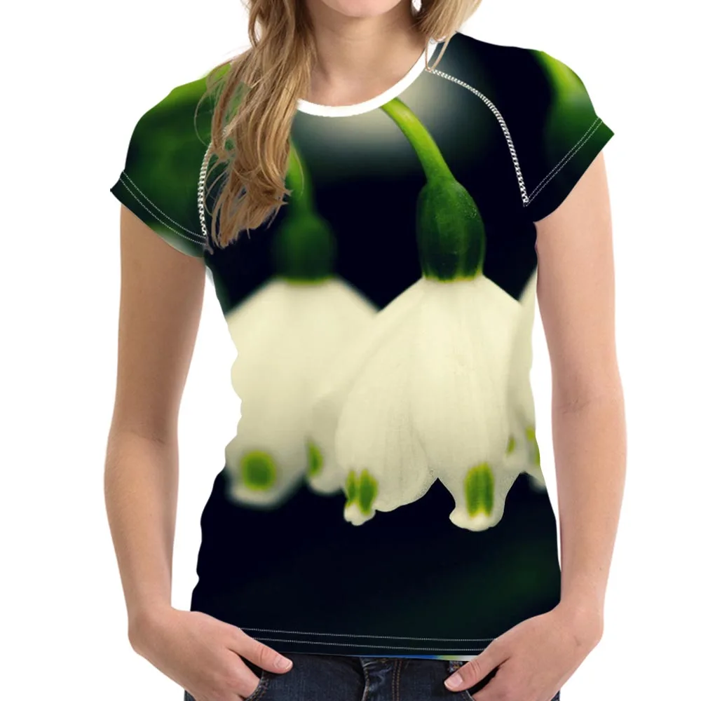 RI214BV FORUDESIGNS/3D Футболка с цветочным принтом Convallaria majalis, женские тонкие топы, укороченные женские эластичные футболки для бодибилдинга, женская одежда - Цвет: RI214BV