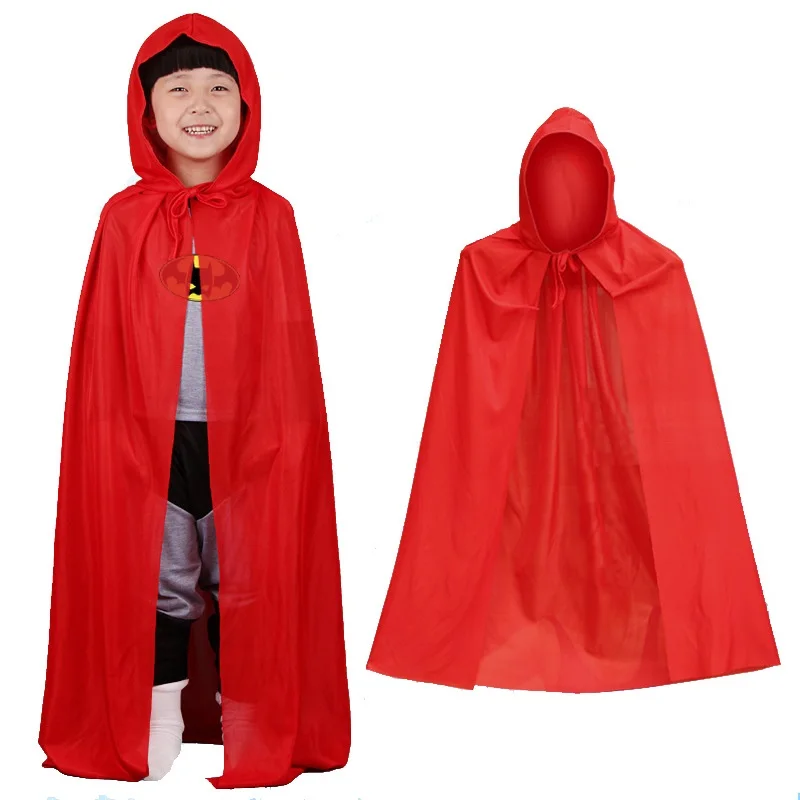 Длинная накидка с капюшоном на Хэллоуин воротник ведьмами черная и красная