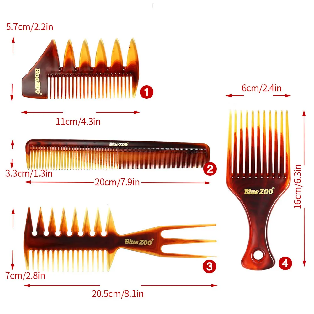 

Hair Combs Set Plastic Salon Barber Hairdressing Combs Set Anti-Static Retro Shaping Wet Pick Barber Accessories for Man Amber