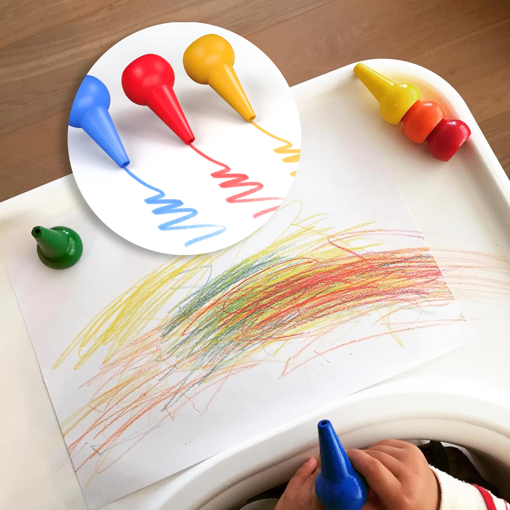 Crayones de cera multicolores para ni&ntilde;os, l&aacute;piz de dibujo con agarre de Palma, juguetes apilables seguros y no t&oacute;xicos-5