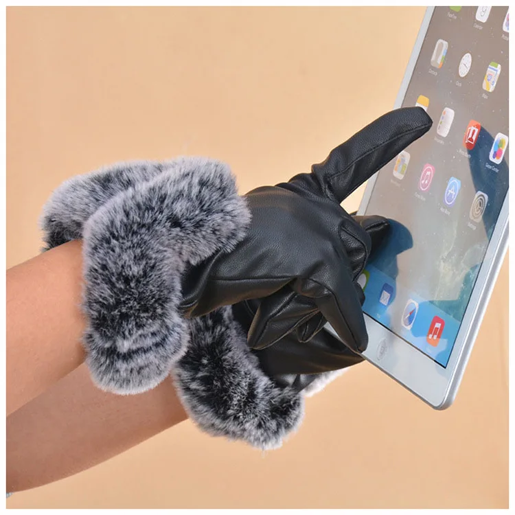 New pu-skin lady gloves winter warm plus velvet thick women pu | Аксессуары для одежды