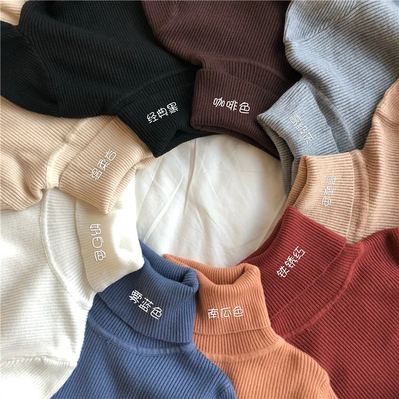 Winter Women Sweaters 2019 Korean Chic Vintage Turtleneck Long Sleeve Knitted Jumpers Female Cashmere Femme Elasticity Pullovers | Женская