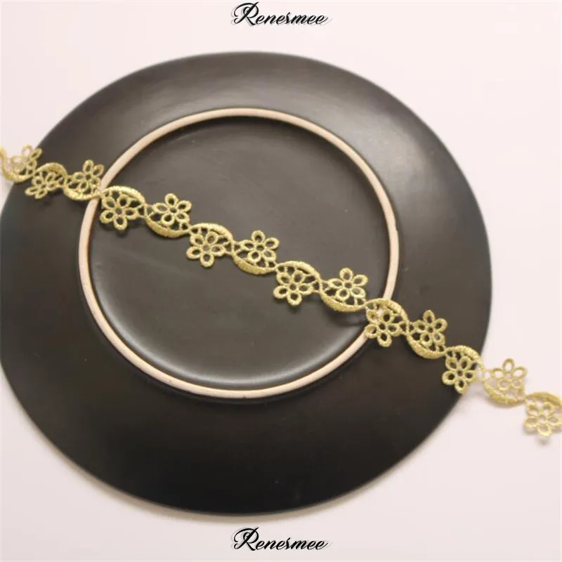 2Yd New Arrival Narrow Light Gold Mesh Lace Trim Applique Trimming Luxury Embroidery Ribbon for Wedding Dresses | Дом и сад