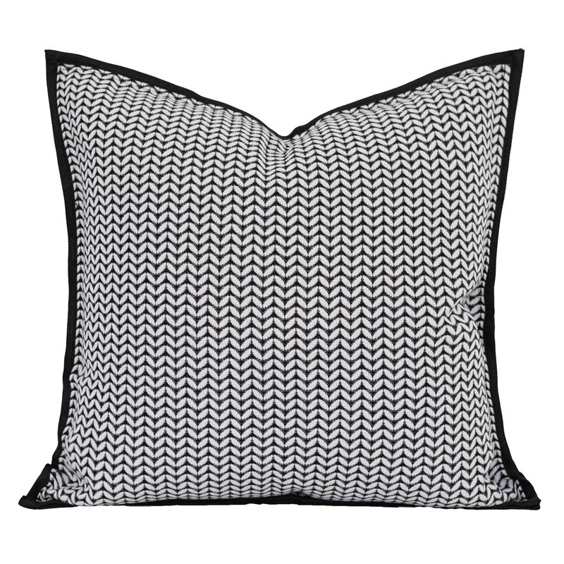 

Роскошный художественный стиль, жаккардовая наволочка для подушки, декоративный чехол для подушки с белым, черным листьем, толстая ткань, ч...