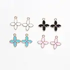 Четырехлепестковый цветок, четырехлистный клевер, бирка из сплава для ювелирных изделий, аксессуары для бижутерии, 100 шт., 15*18 мм