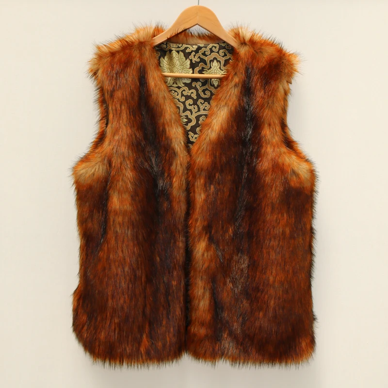 Мужской меховой жилет из меха енота Шелковый наряд с толстой теплой шалью
