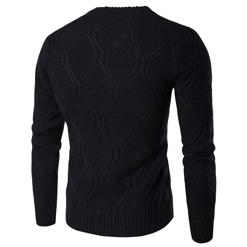 

2019 New Fashion Men's Sweaters Casual O-Neck Lingge Solid Color Knitted Crochet Pullovers For Male Winter Man Outwear Clothing