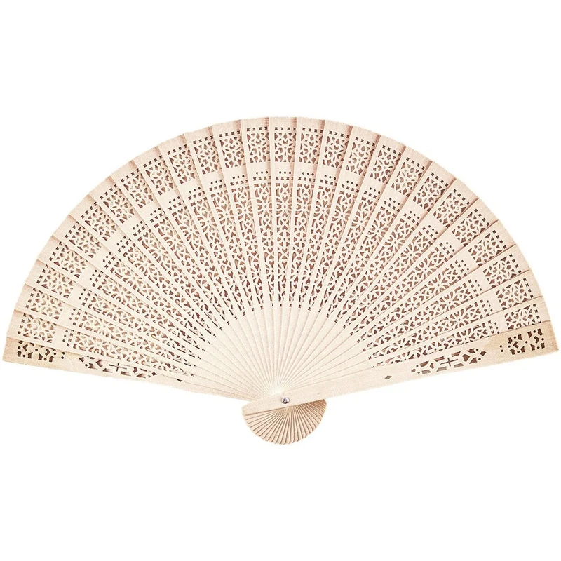 

Chinese Sandalwood Scented Wooden Openwork Personal Hand Held Folding Fans for Wedding Decoration, Birthdays(12 Pack)