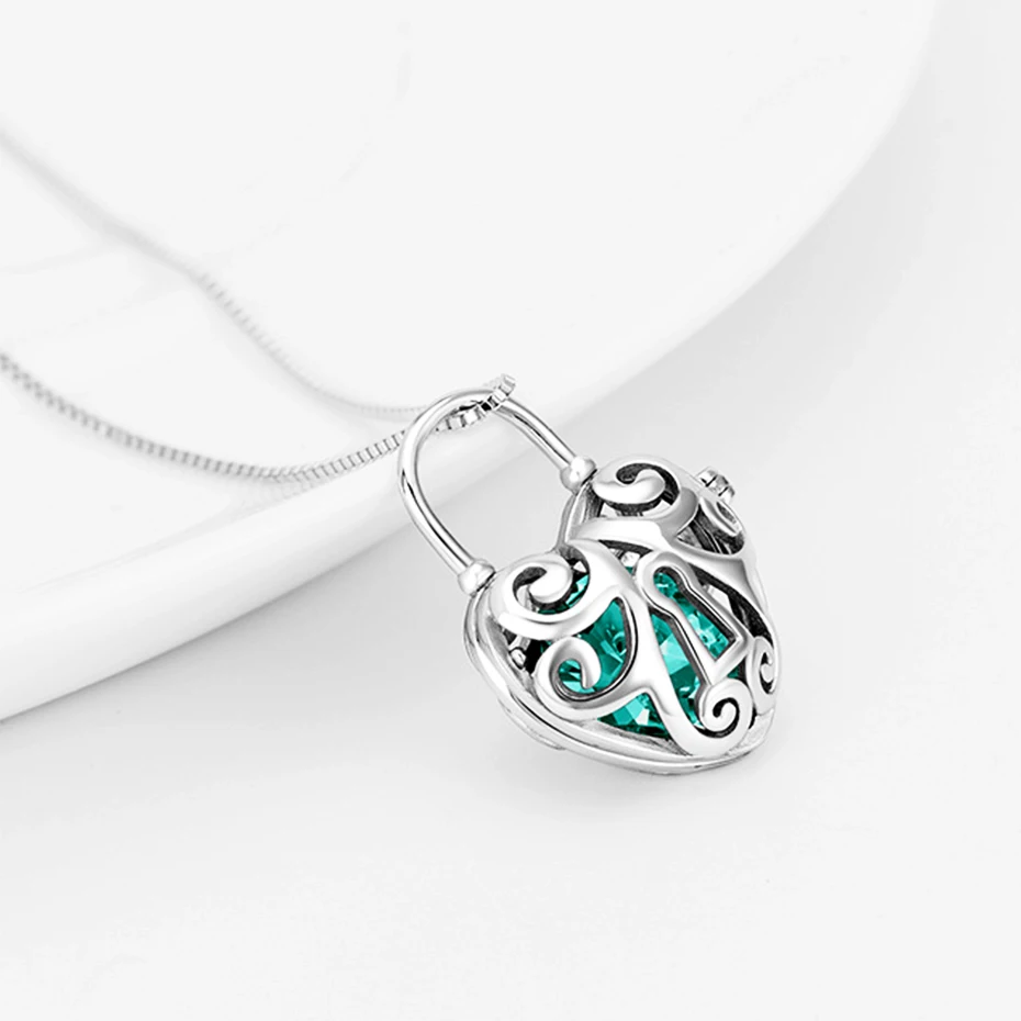 YFN 925 пробы Серебряное колье с кулоном в виде клетки кристаллом от Swarovski ожерелье