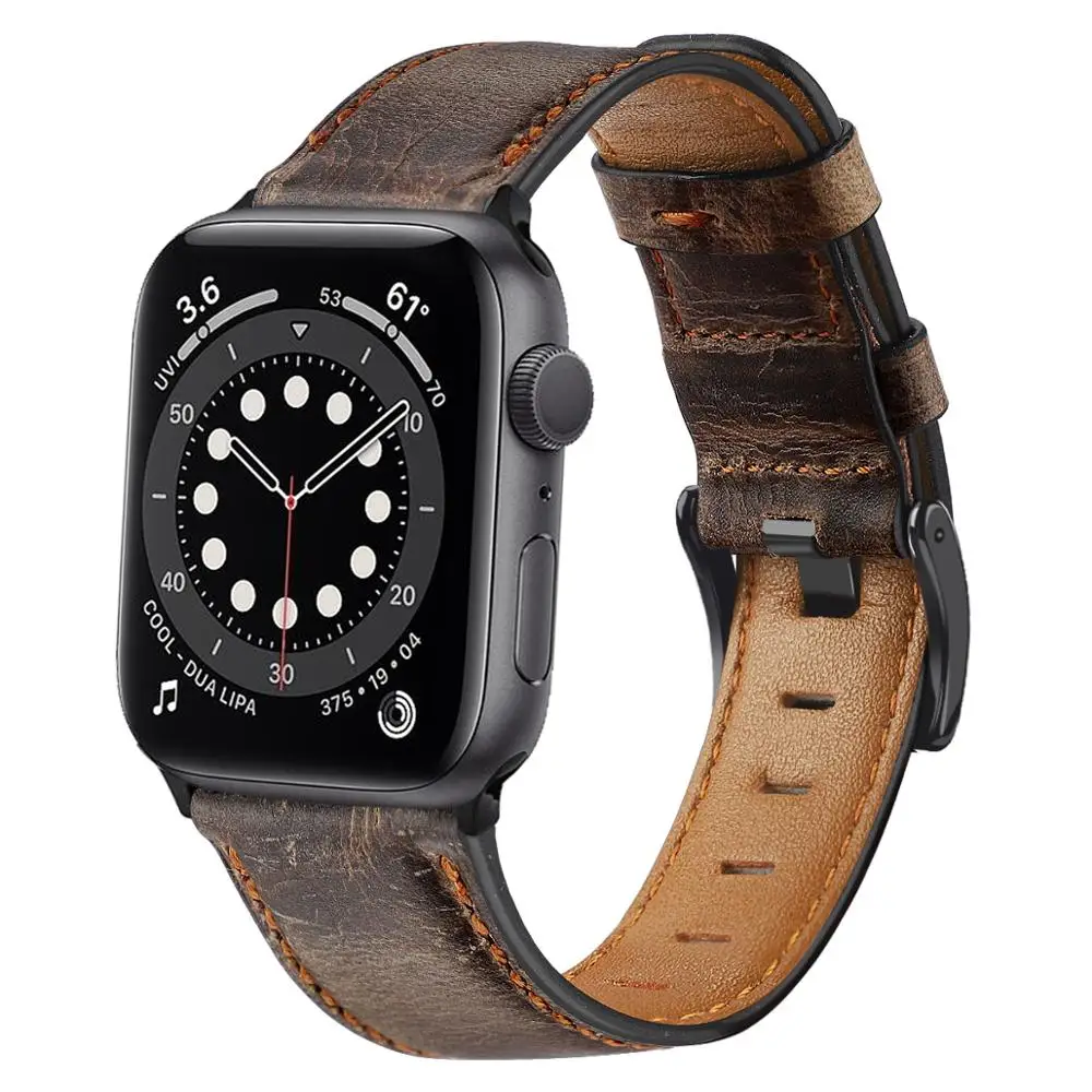 Ретро ремешок из коровьей кожи для Apple watch 6 44 мм 40 часов iWatch браслет SE аксессуары