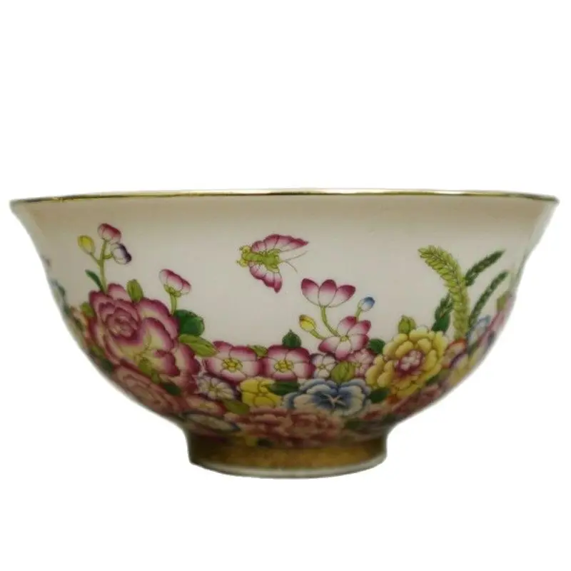 

Китайская старая фарфоровая маленькая чаша с узорами из золота и цветов розы