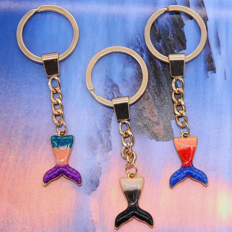 Хвост русалки океана детский брелок для ключей с блестками Женский Украшение