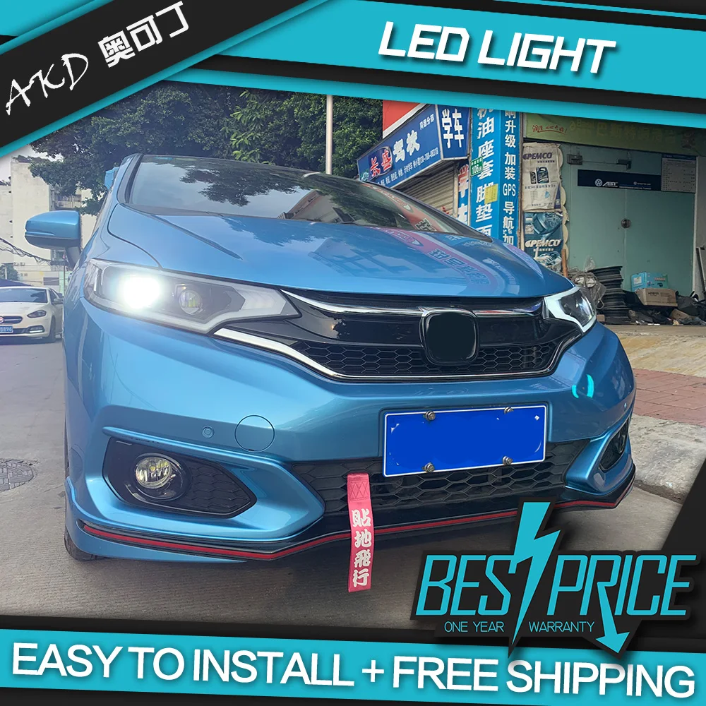 Автомобильный Стайлинг для Honda Fit gk5 gk 5 2014 2015 2016 2017 фары DRL Объектив Двойной Луч 4