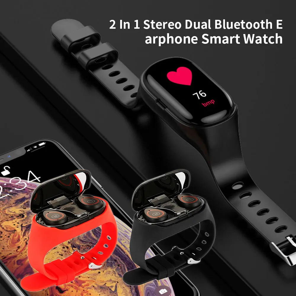 Willkey M1 Smart Watch With Bluetooth Earphone Headphones Heart Rate Monitor Wristband Long Time Standby Sport Bracelet | Электроника