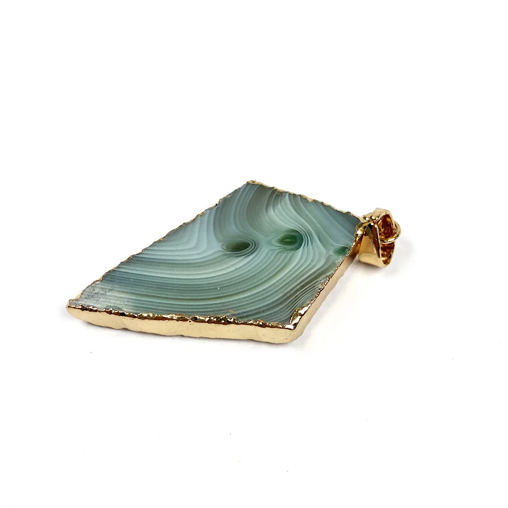 

New S-Shaped Gold-Plateds Stripe Agates Pendants Making For Jewelry Necklace Elegant Accessories For Women Size 25x50mm