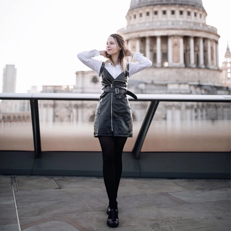 Young17 искусственная кожа Готический Черный Короткие Bodycon платье Для женщин