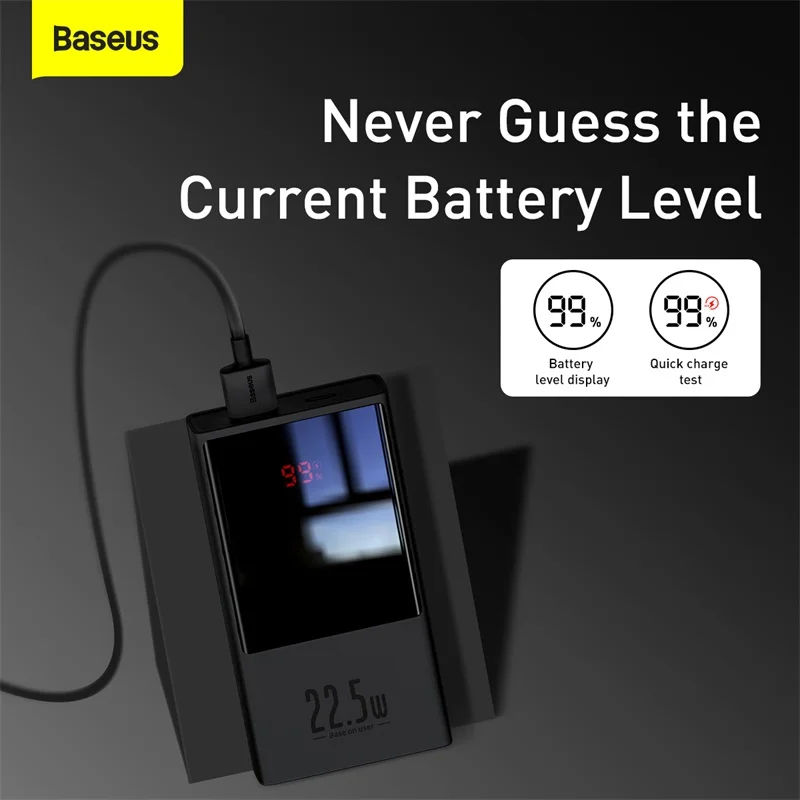 Внешний аккумулятор Baseus на 20000 мА · ч с портами USB Type C и поддержкой быстрой