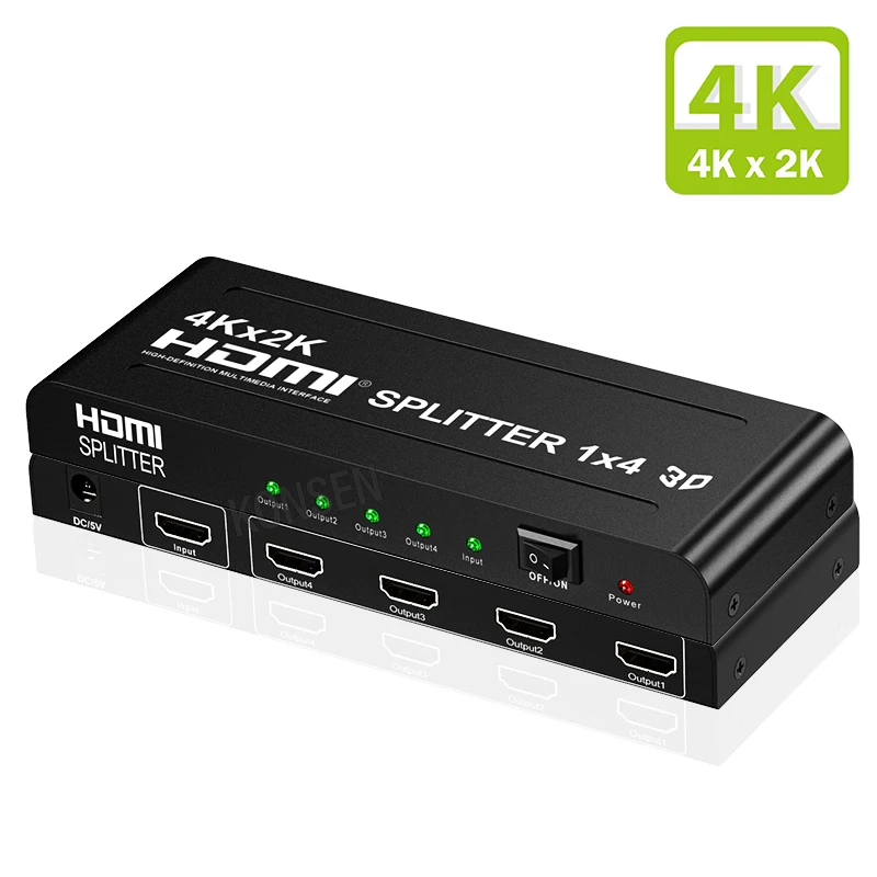 Divisor compatible con HDMI 4K 3D 1X4 HDMI distribuidor 1 entrada 4...
