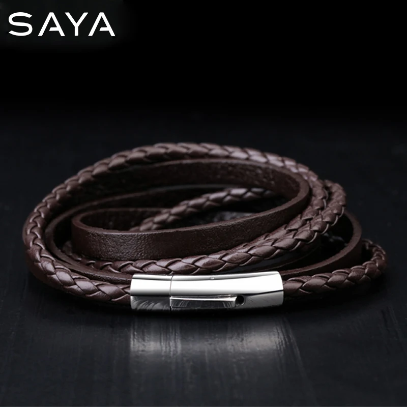 Плетеные ювелирные изделия 62 см браслет из натуральной кожи мужской веревочный