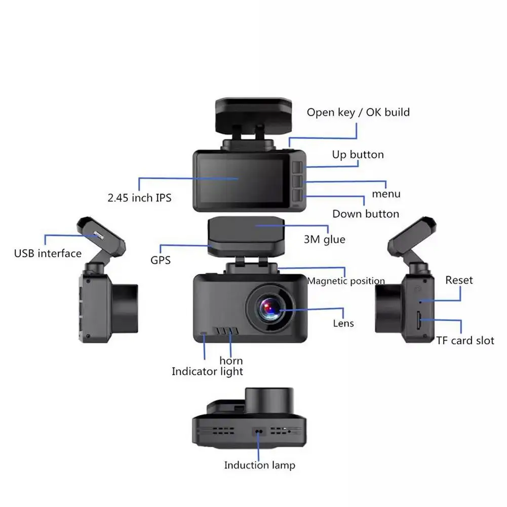 저렴한 대시 캠 4k 자동차 레코더 울트라 클리어 2160P 나이트 비전 비디오캠 G 센서 와이파이 무선 GPS 추적기 주차 모니터 DVR 3 In 1