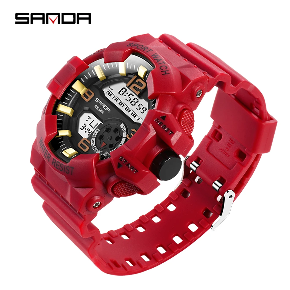 Спортивные цифровые часы SANDA для женщин и мужчин наручные брендовые светодиодные