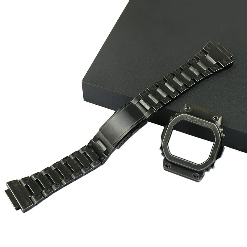 

Retro black stainless steel strap watch case men's watch accessories modification for Casio G-SHOCK 5600 5610 sports watch with