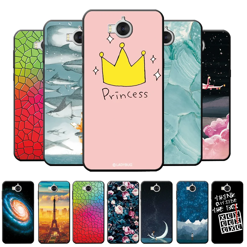 SceneryPainted чехол для Huawei Y6 2017 мягкий черный из ТПУ Y5 2018 2019 крышка MYA L11|Бамперы| |