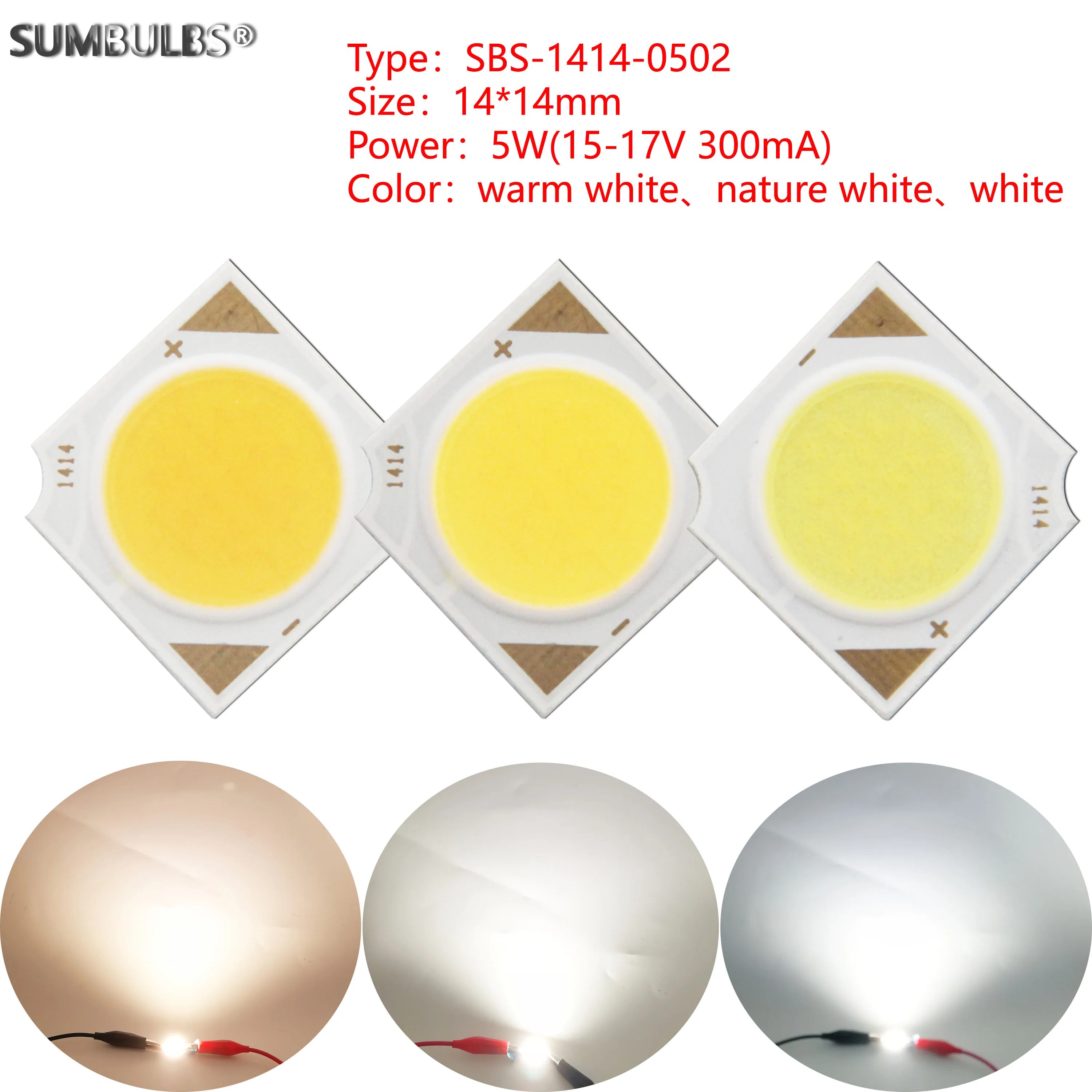 

[sumbulbs] 5W LED COB light source 15V 300mA Epistar COB chips cold warm nature white for Down light spotlight indoor lamp