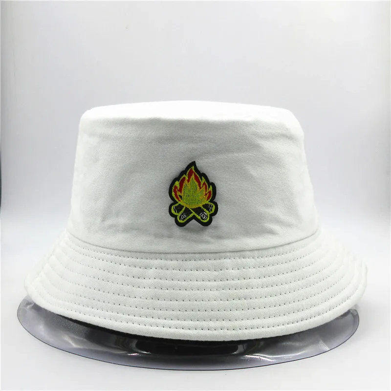 Хлопковая Панама LDSLYJR с вышивкой огня рыбацкая шляпа уличная дорожная от солнца