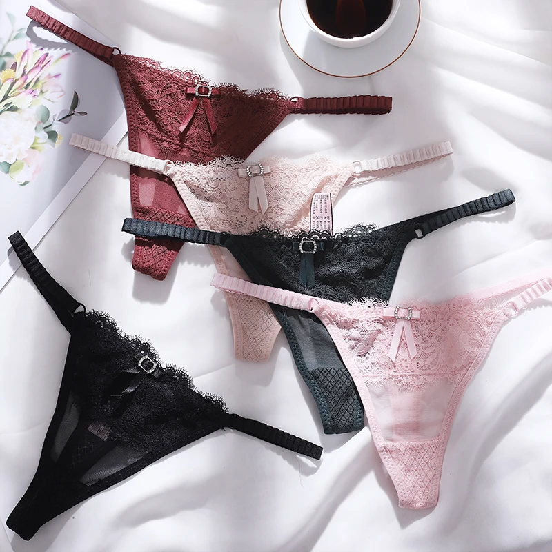 

Sexy Women's Lace Panties Low Waist Bowknot Thongs Fashion Comfort Lady Lingerie for Sexy Underwear Women Panties Set